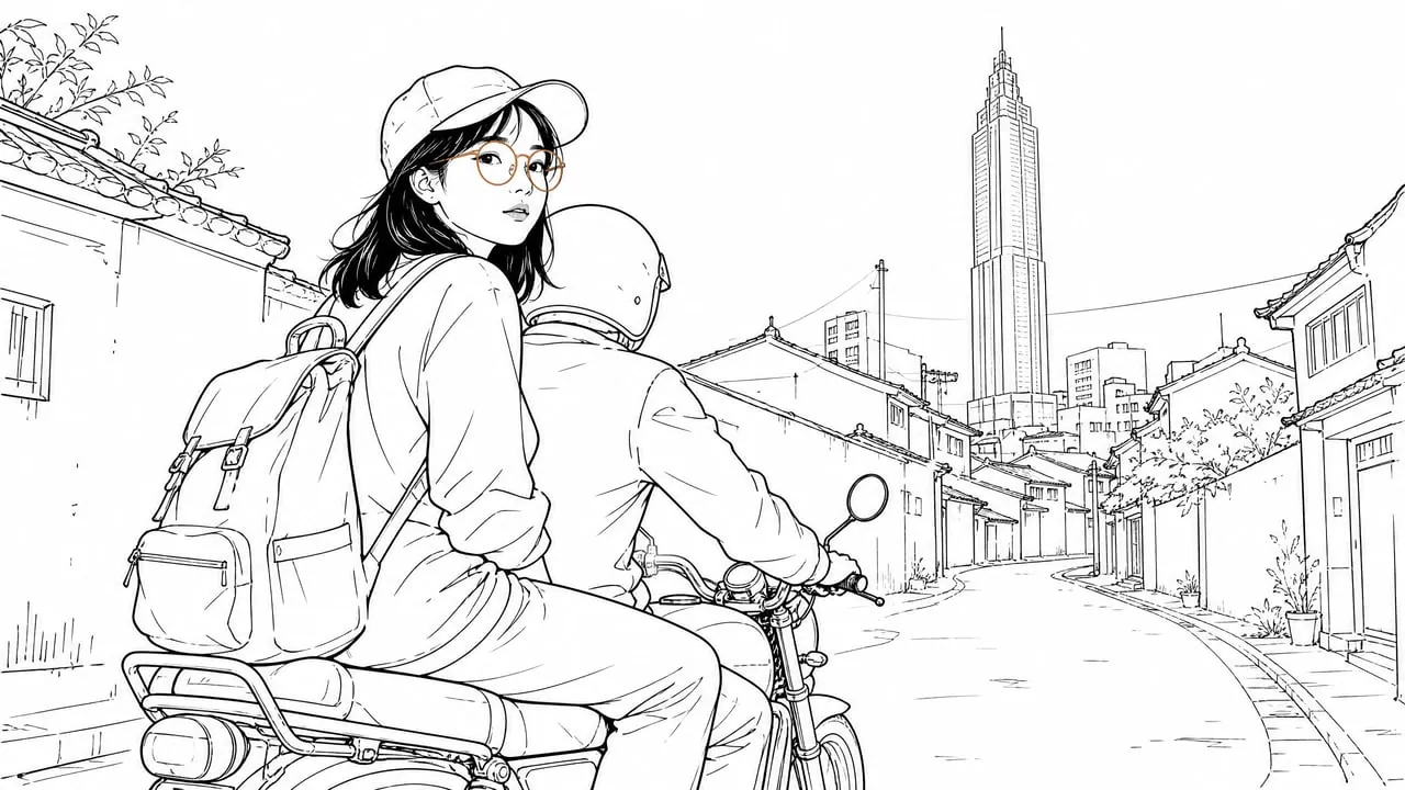骑行在博卡拉街头的旅人